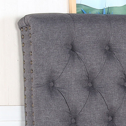 Bed Head Double Size French Provincial Headboard Upholsterd Fabric Charcoal