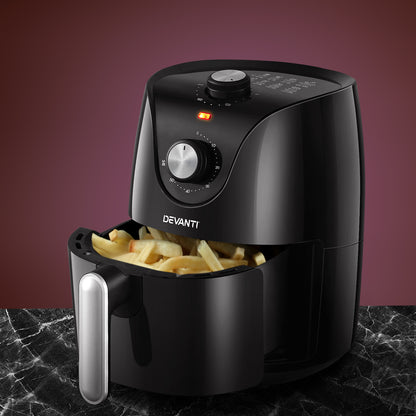 Devanti Air Fryer 2.5L Knob Fryers