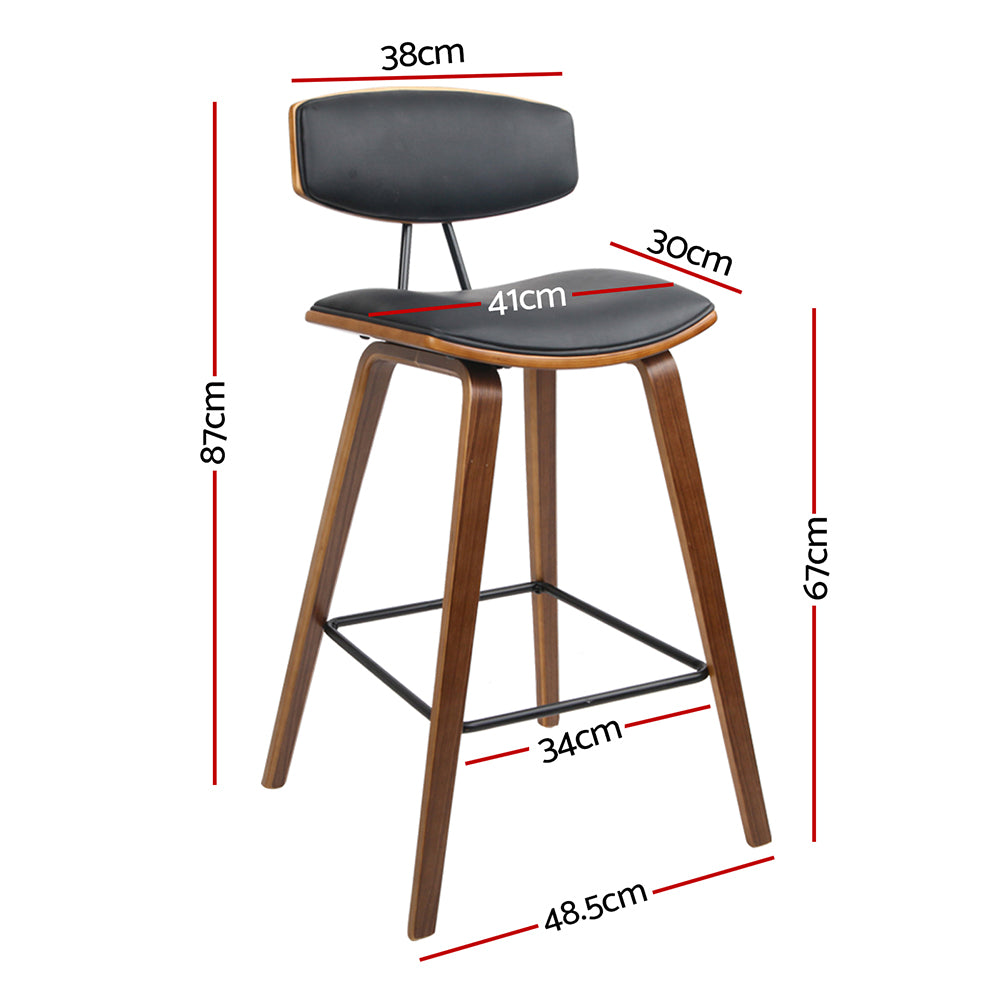 Artiss 4x Bar Stools Leather Padded w/Backrest