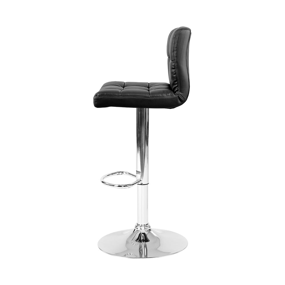 Artiss 2x Bar Stools Leather Gas Lift Black