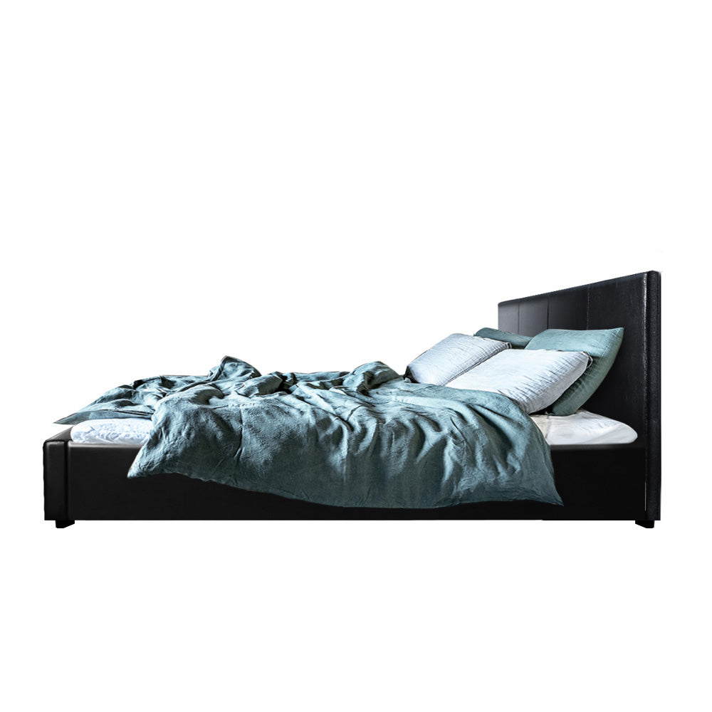 Artiss Bed Frame Queen Size Gas Lift Black NINO