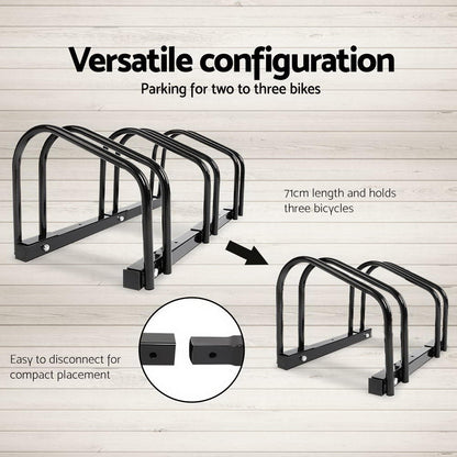 Weisshorn 3 Bike Stand Rack Bicycle Storage Floor Parking Holder Cycling Black