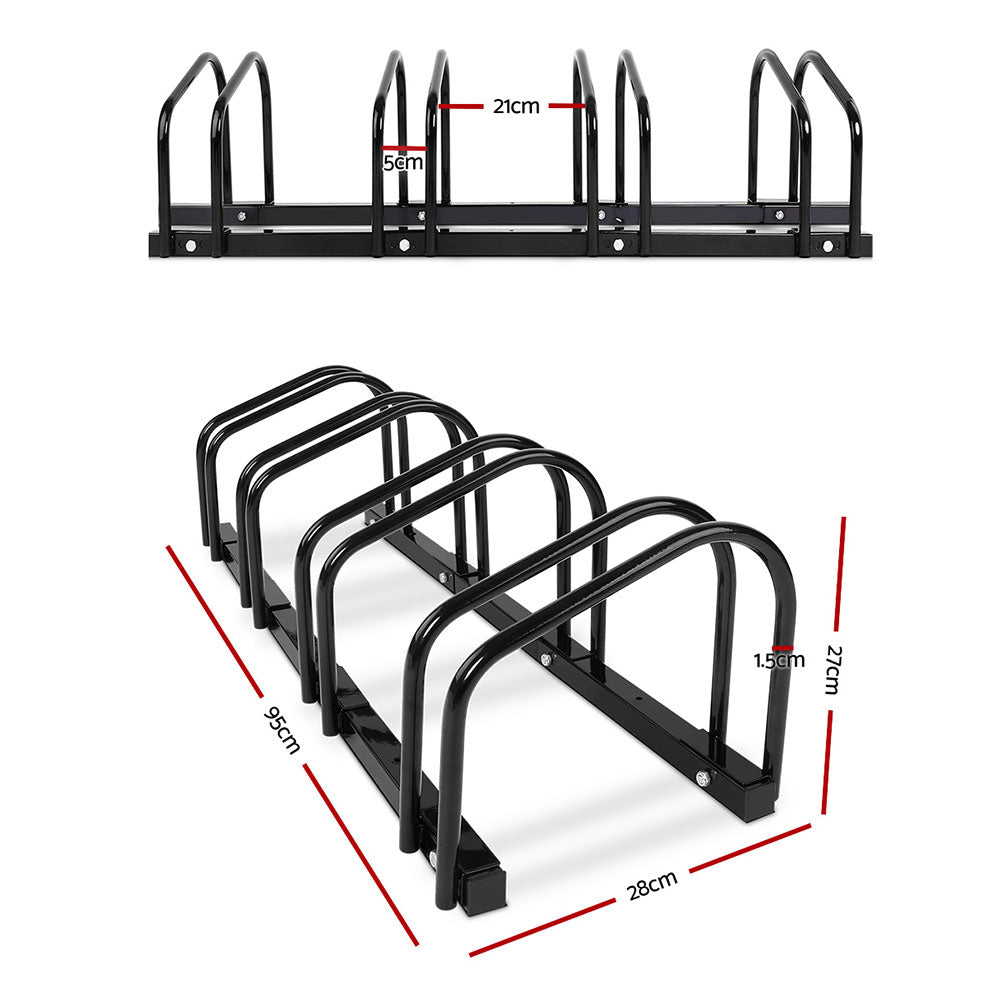 Weisshorn 4 Bike Stand Rack Bicycle Storage Floor Parking Holder Cycling Black