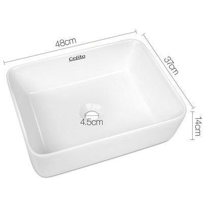 Cefito Bathroom Basin Ceramic Vanity Sink Hand Wash Bowl 48x37cm White