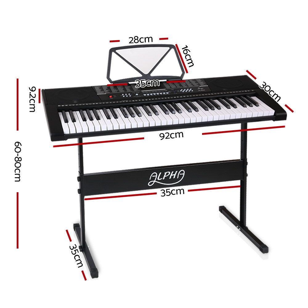 Alpha 61 Keys Electronic Piano Keyboard Digital Electric w/ Stand Sound Speaker