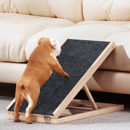 i.Pet Dog Ramp 70cm Adjustable Height Wooden Steps Stairs For Bed Sofa Car Foldable