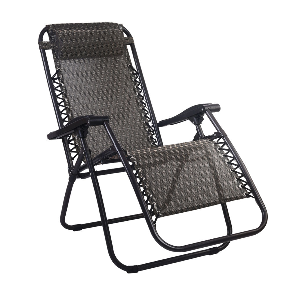 Gardeon Zero Gravity Chair Folding Outdoor Recliner Adjustable Sun Lounge Camping Grey