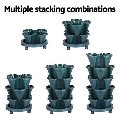 Green Fingers Garden Bed 5 Tier Vertical Garden Strawberry Stackable Planters Herbs Petunias