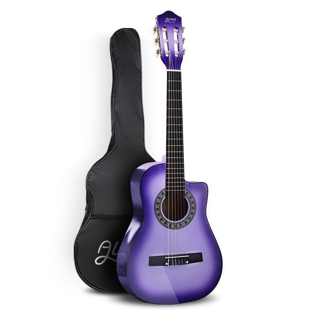 Alpha 34 Inch Classical Guitar Wooden Body Nylon String Beginner Kids Gift Purple