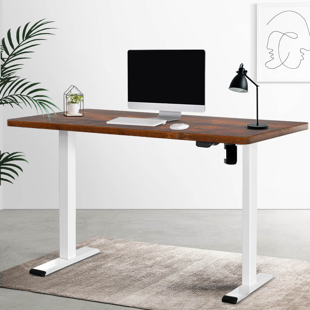 Artiss Standing Desk Motorised Sit Stand Desks Rustic Brown 140CM