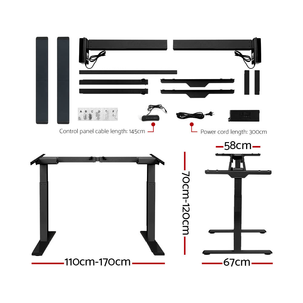 Artiss Standing Desk Motorised Dual Motor White Oak 120CM