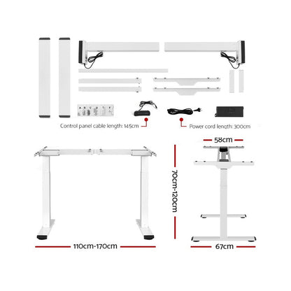 Artiss Standing Desk Frame Only Dual Motor Motorised White