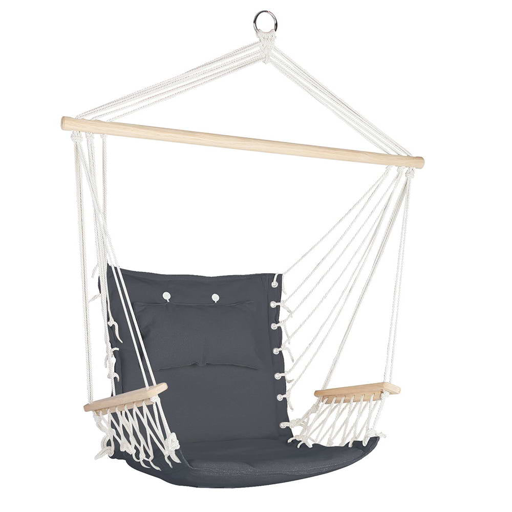 Gardeon Hammock Chair Hanging with Armrest Camping Hammocks Grey