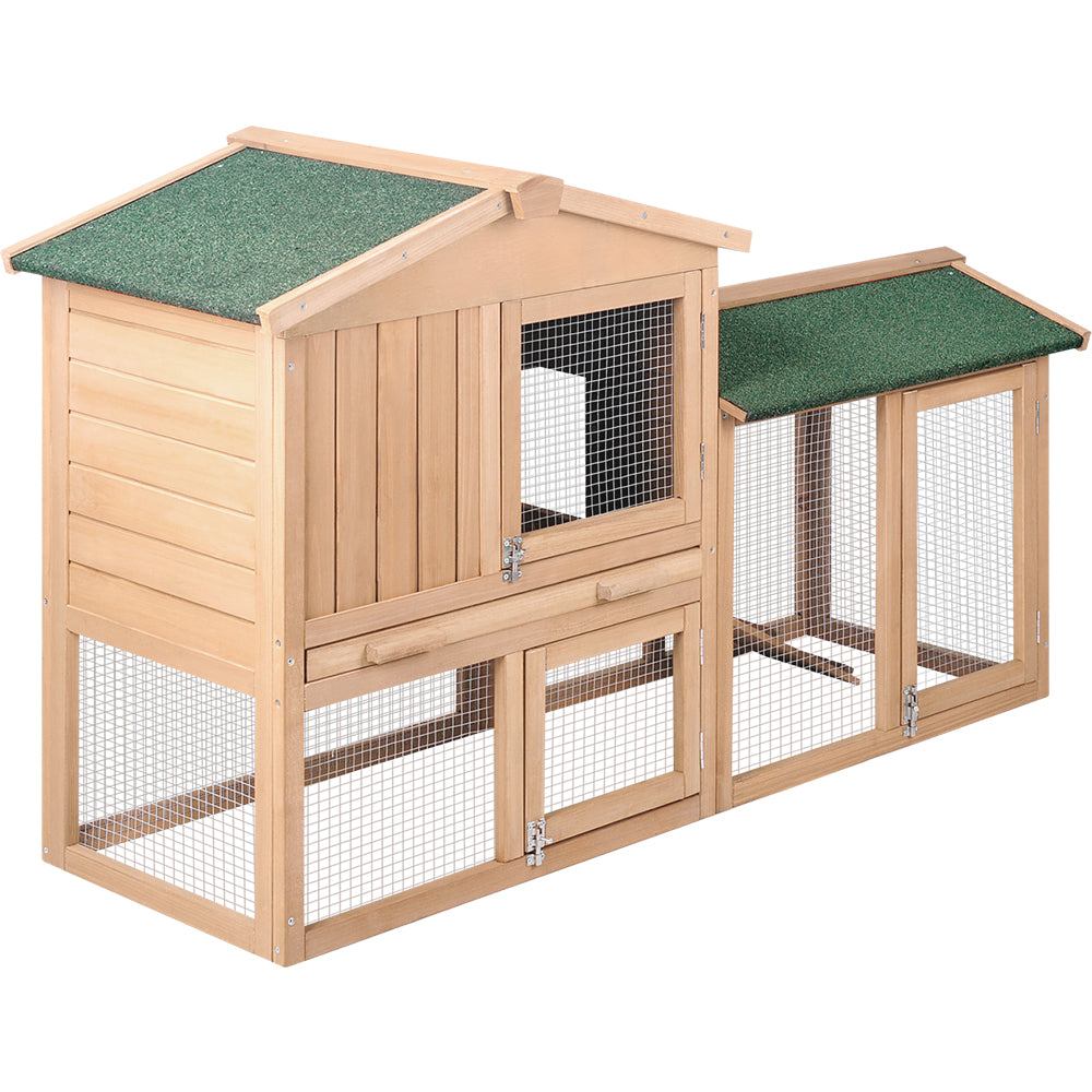 i.Pet Chicken Coop Rabbit Hutch 138cm x 44cm x 85cm Large House Run Cage Wooden Outdoor