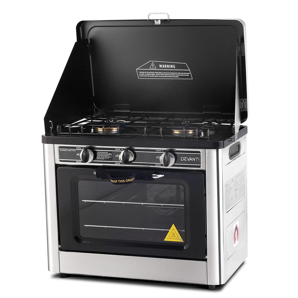 Devanti Portable Gas Oven LPG Silver