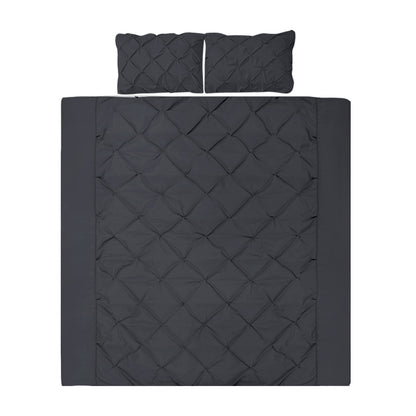 Giselle Bedding Quilt Cover Set Diamond Pinch Black King