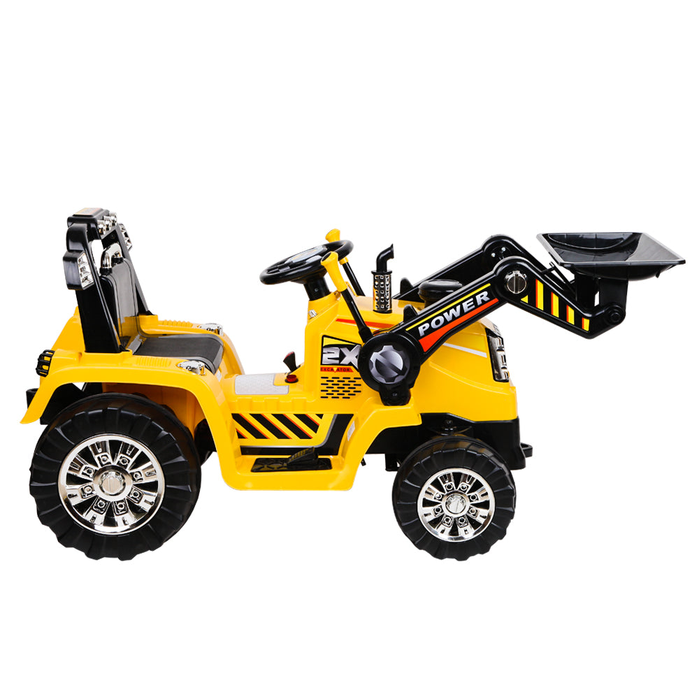 Rigo Kids Electric Ride On Car Bulldozer Digger Loader Remote 6V Yellow