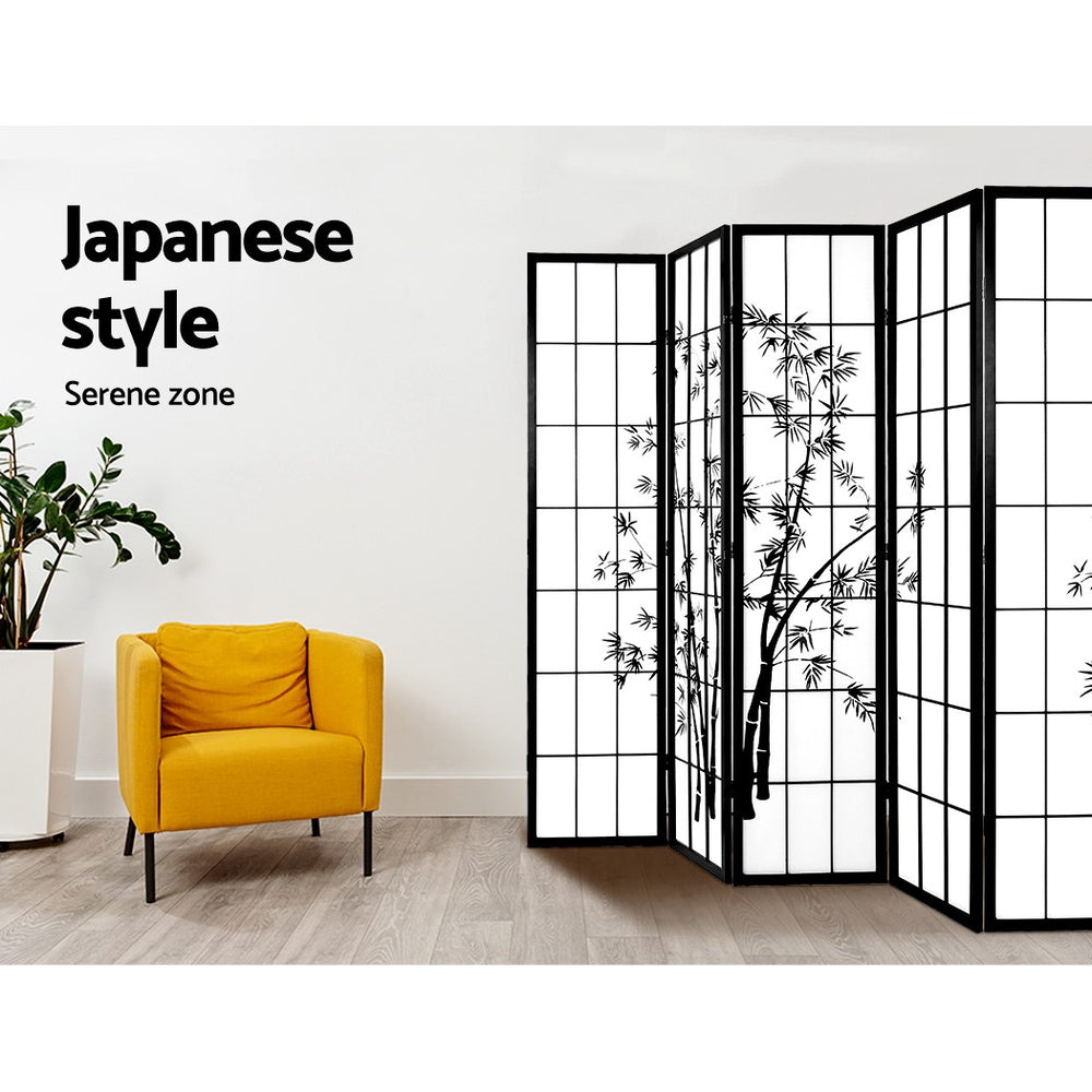 Artiss 8 Panel Room Divider Screen 348x179cm Bamboo Black White