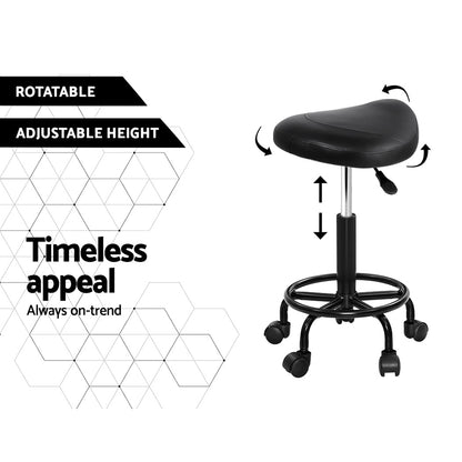 Artiss Salon Stool Saddle Swivel Chair