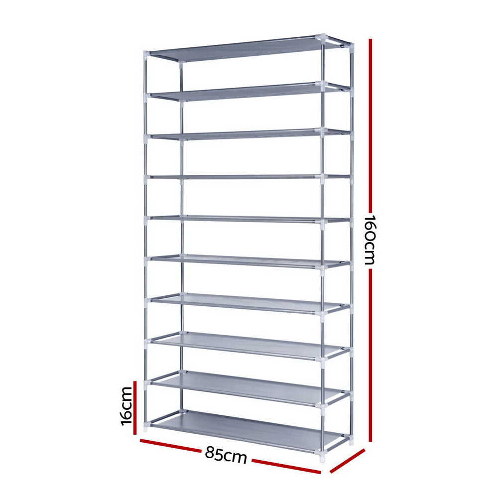 Artiss 10-Tier Shoe Rack Stackable 50 Pairs Grey