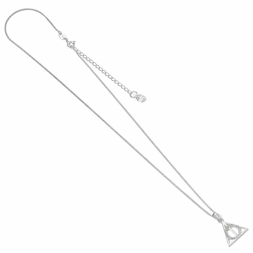 Harry Potter Sterling Silver Crystal Necklace Deathly Hallows