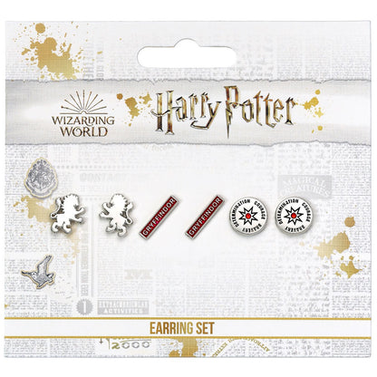 Harry Potter Silver Plated Earring Set Gryffindor