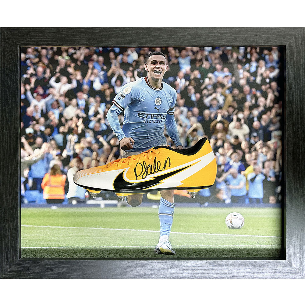 Manchester City FC Foden Signed Boot (Framed)