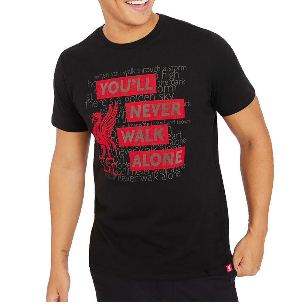 Liverpool FC YNWA Text T Shirt Mens Black Medium