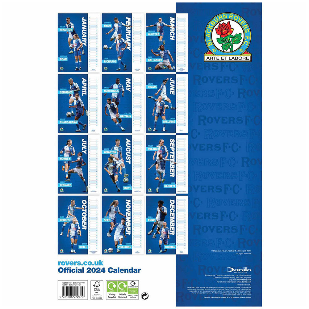 Blackburn Rovers FC A3 Calendar 2024