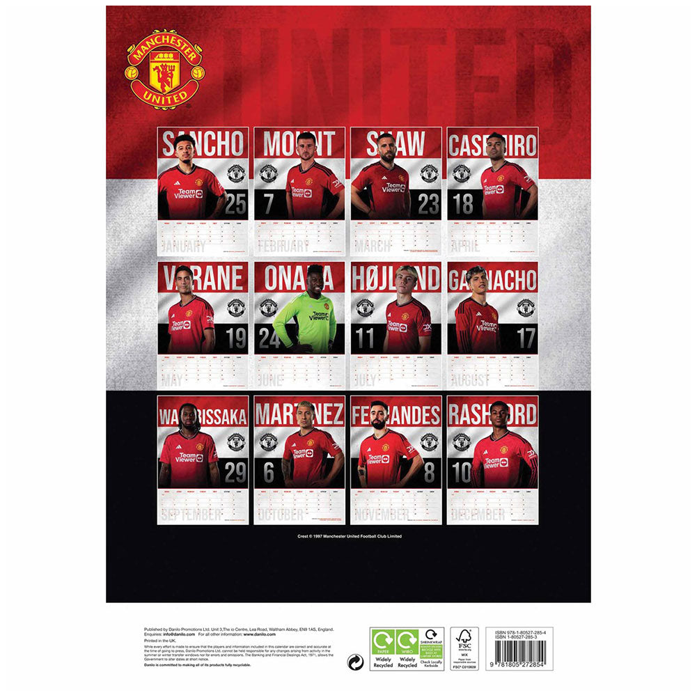 Manchester United FC A3 Calendar 2024