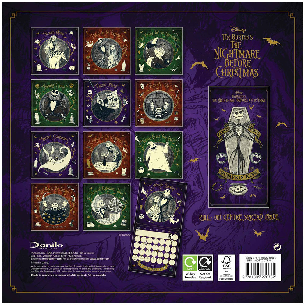 The Nightmare Before Christmas Square Calendar 2024