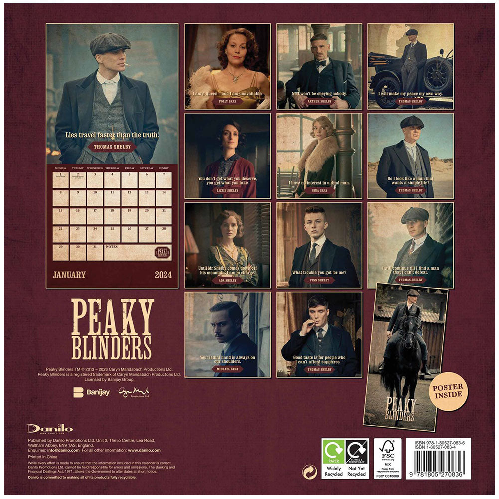 Peaky Blinders Square Calendar 2024