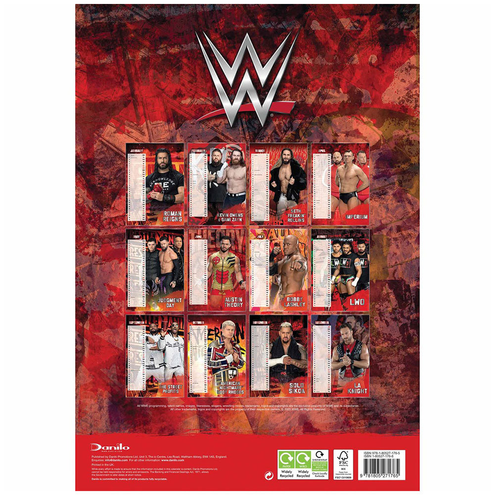 WWE Men A3 Calendar 2024