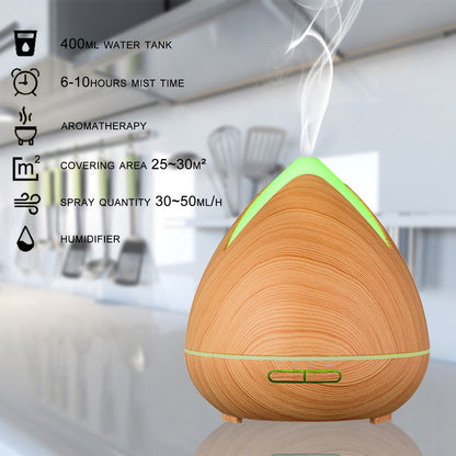 Essential Oils Ultrasonic Aromatherapy Diffuser Air Humidifier Purify 400ML - Light Wood