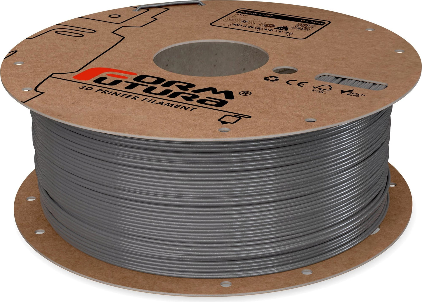 Glass feel recycled PETG Filament ReForm - rPET 2.85mm 1000 gram Silver 3D Printer Filament