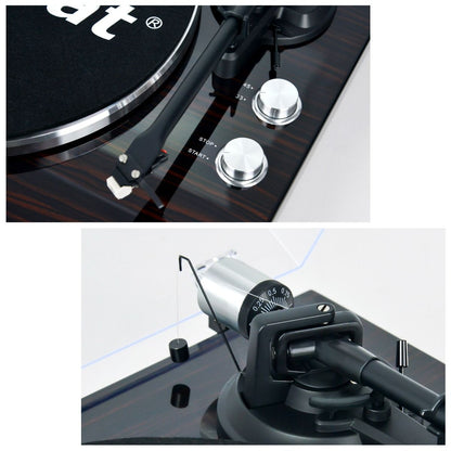 mbeat Hi-Fi Bluetooth Turntable (MMC, USB, Anti-skating, Preamplifier) - Macassar Ebony