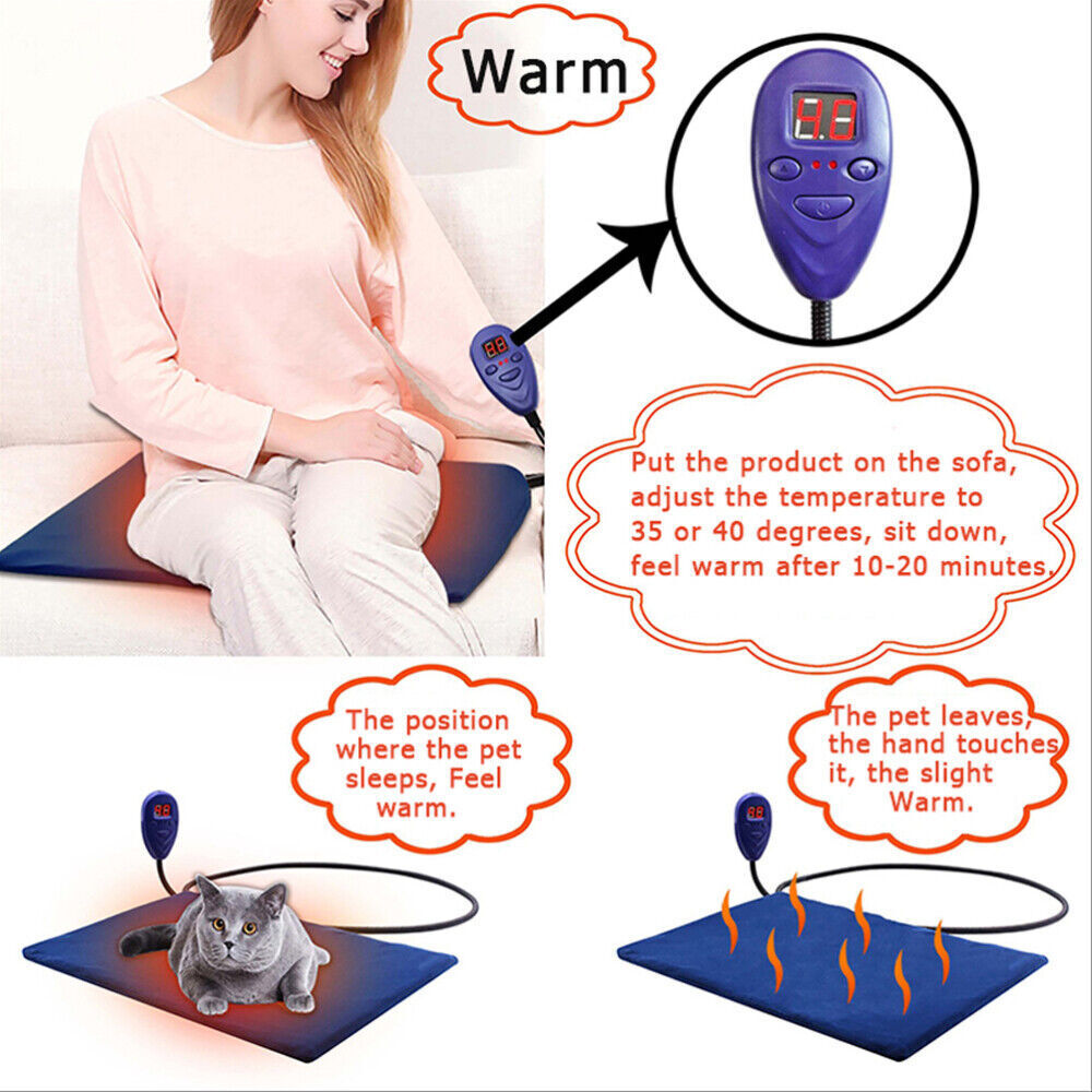 Electric Pet Heat Pad: Waterproof Heating Mat for Cat Dog Bed | Chew Resistant M