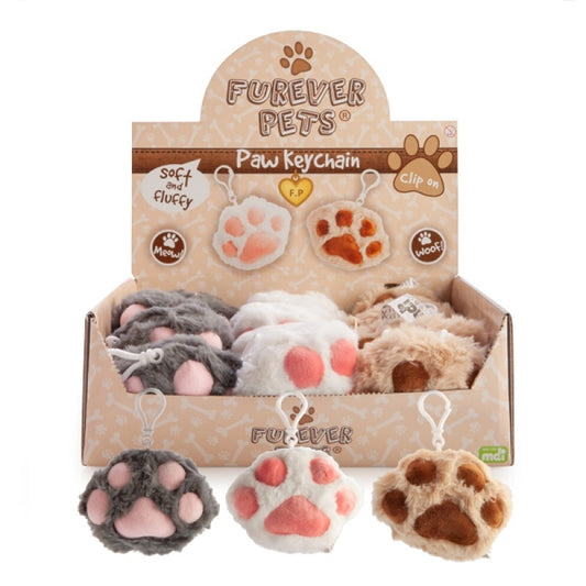 Furever Pets Cat Paw Plush Keychain - Assorted (SENT AT RANDOM)