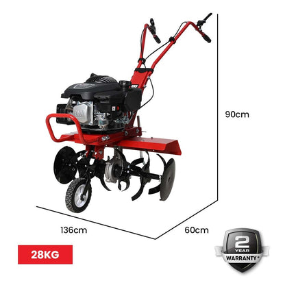 Baumr-AG 150CC Garden Tiller Cultivator Petrol Rototiller 4-Stroke Soil Power Rotary Hoe