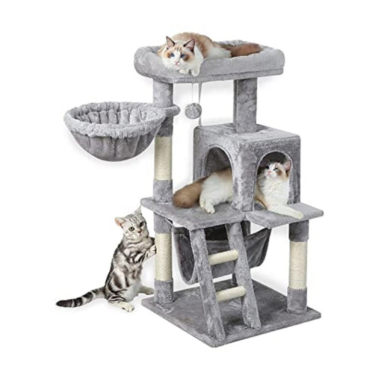 Floofi 104cm Plush Cat Condo Cat Tree Light Grey