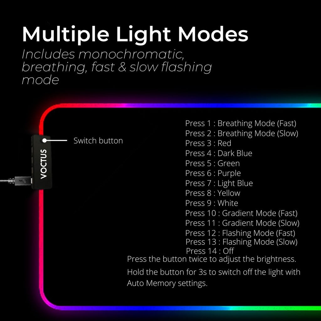 Voctus RGB Mouse Pad 4 USB Ports 800x300x4mm