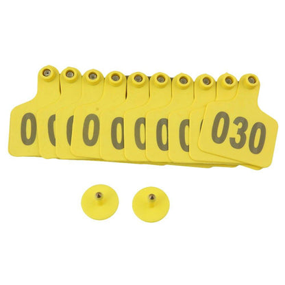 1-100 Cattle Number Ear Tags 5x4cm Set - Small Yellow Pig Goat Livestock Label