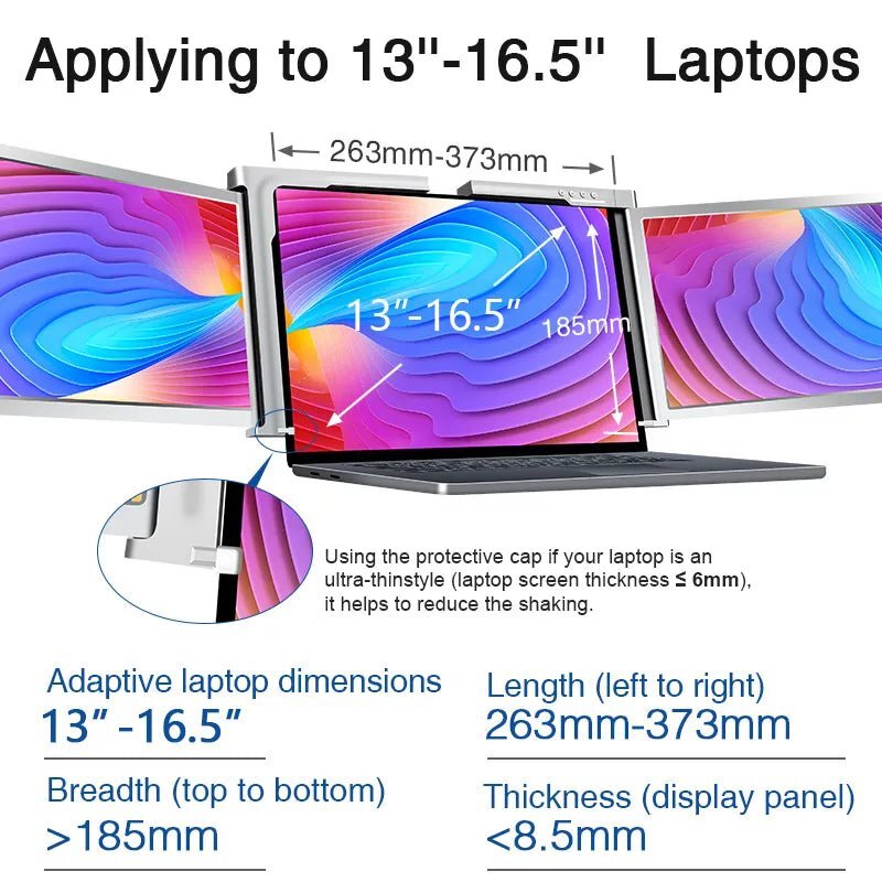 11.6 Inch FOPO Triple Portable Monitor 1080P FHD IPS Triple Monitor Laptop Screen Extender