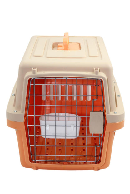 YES4PETS Medium Dog Cat Crate Pet Carrier Airline Cage With Bowl & Tray-Orange