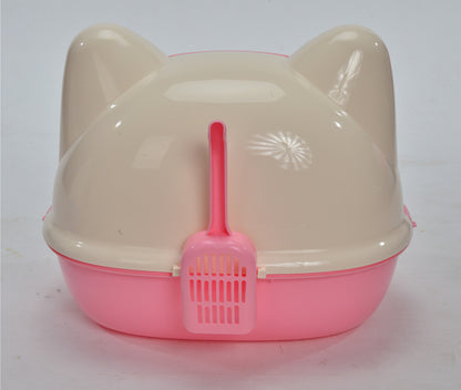 YES4PETS Medium Hooded Cat Toilet Litter Box Tray House With Scoop Pink