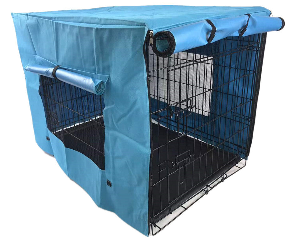 YES4PETS 42' Dog Cat Rabbit Collapsible Crate Pet Cage Canvas Cover-Blue