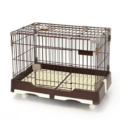 YES4PETS Large Brown Pet Dog Cage Cat Rabbit  Crate Kennel With Potty Pad And Wheel