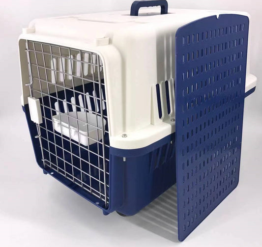 YES4PETS Navy XXXL Dog Puppy Cat Crate Pet Carrier Cage W Tray, Bowl & Removable Wheels