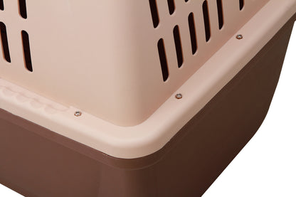 YES4PETS XL Plastic Kennels Pet Carrier Dog Cat Cage Crate With Handle and Removable Wheel Brown