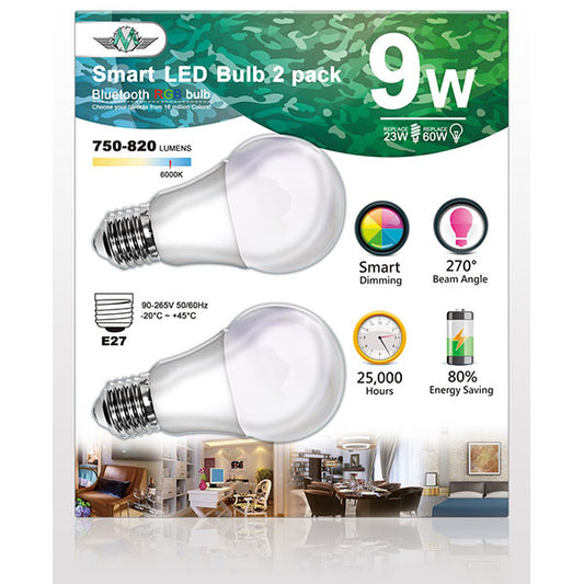 MV SMART BULB 9W E27 TWIN PACK  (apple app only )